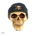Tête de mort stylisée en résine, 14 cm de hauteur