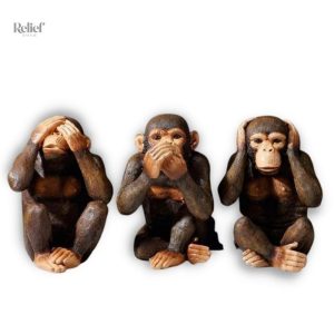 Statue de la sagesse 3 singes, 20 cm