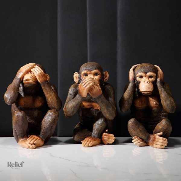 Sculpture décorative 20 cm des 3 singes sages