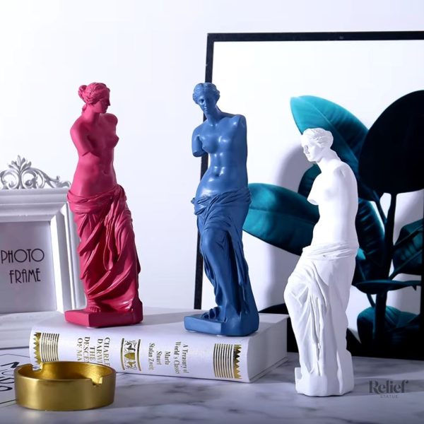 Sculpture Vénus rose en résine, décor artistique contemporain