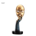 Statue Femme Pensive Visage Doré 28 cm
