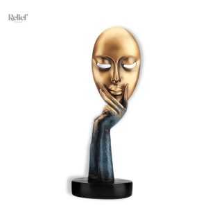 Statue Femme Pensive Visage Doré 28 cm