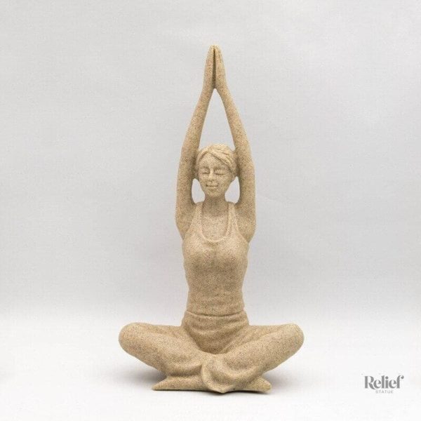 Femme Yogi Zen : Statue en pierre 15 cm de hauteur