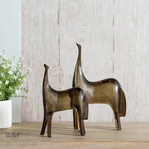 Statues design cheval et poulain, 22 cm et 27,5 cm