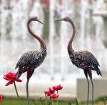 Statues héron métal jardin - lot de 2, hauteur 120 cm
