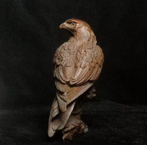 Aigle en bois, 9 cm, statue décorative, artisanat en bois