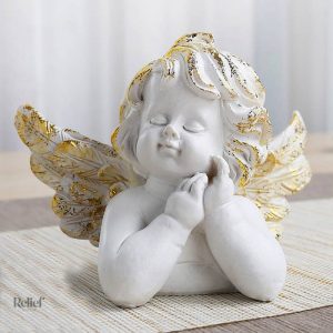 Détails de la statuette ange décorative 11 cm en blanc épuré
