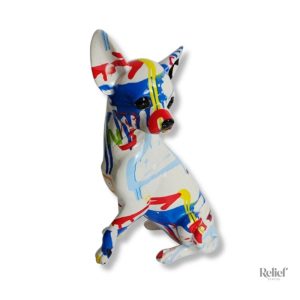 Statue Chien Chihuahua 25 cm en résine décorative