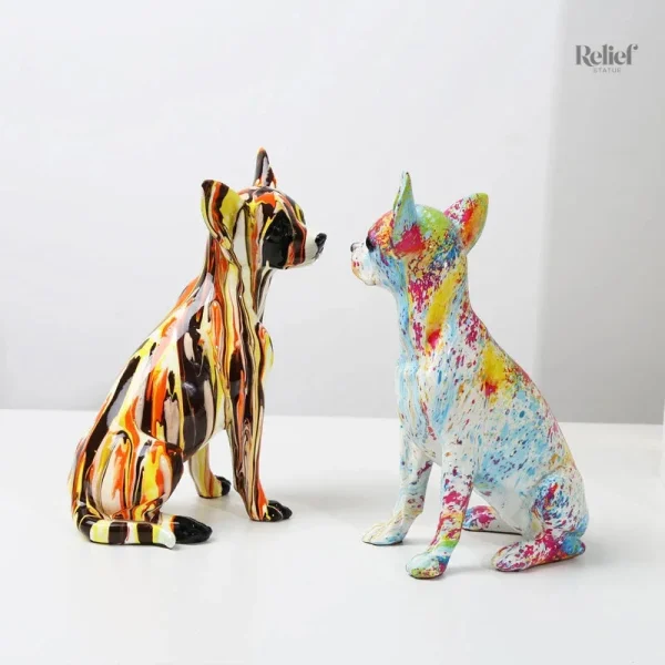 Statue décorative de Chihuahua, 25 cm de haut