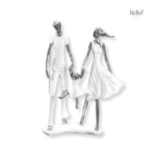 Statuette Famille 3 personnes 35 cm en résine décorative