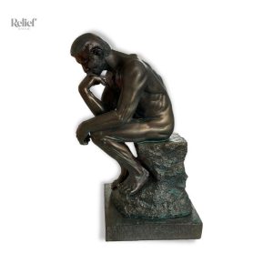 Reproduction du Penseur de Rodin, statue effet bronze 20 cm