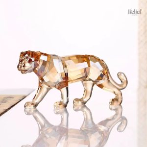Statuette Léopard en cristal champagne 6 cm