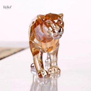 Sculpture en verre de léopard luxueuse 6 cm