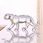 Statuette léopard en cristal transparent 6 cm