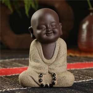 Statuette moine bouddhiste en résine 9 cm