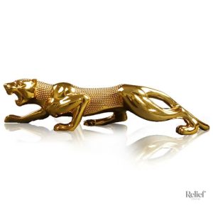 Statuette panthère en résine dorée 6 cm