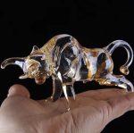 Sculpture en verre, taureau, 7 cm, pièce d'art originale