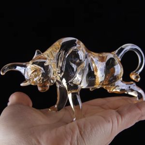 Sculpture en verre, taureau, 7 cm, pièce d'art originale