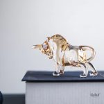 Taureau en verre taillé, 7 cm, décoration intérieure élégante