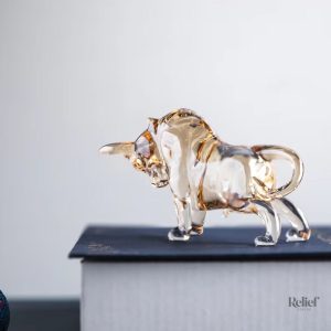 Taureau en verre taillé, 7 cm, décoration intérieure élégante