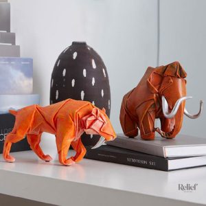 Art déco en papier, figurine tigre unique