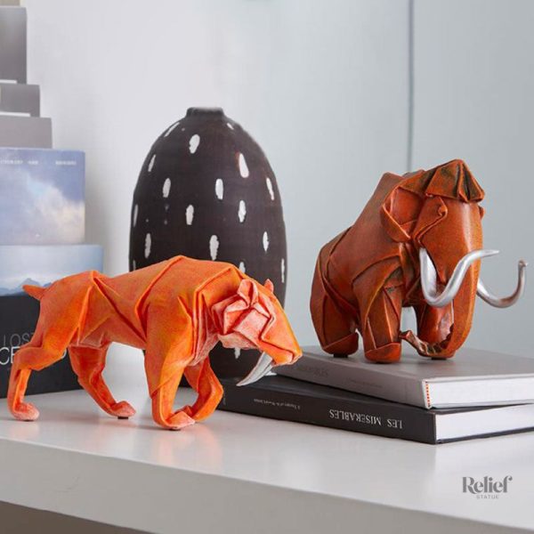 Art déco en papier, figurine tigre unique