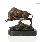 Sculpture Taureau en Bronze véritable, 20 cm de hauteur