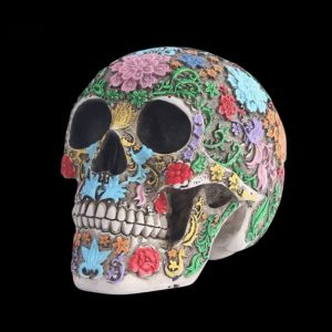 Crâne décoratif mexicain à la main, 19 cm