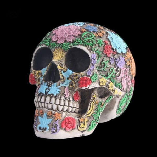 Crâne décoratif mexicain à la main, 19 cm