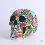 Tête de mort décorative, style mexicain, 19 cm