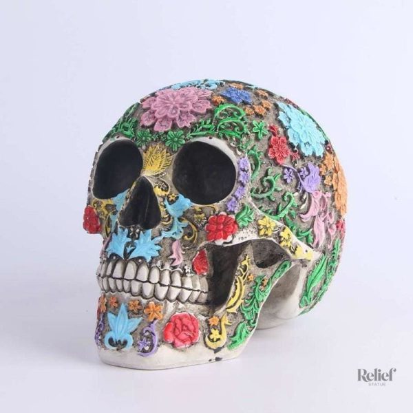 Tête de mort décorative, style mexicain, 19 cm