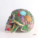 Tête de mort artisanale, décoration mexicaine, 19 cm