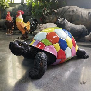 Statue tortue popart en résine de 45 cm