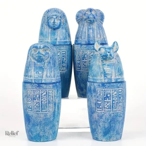 Lot de 4 vases canopes égyptiens 14 cm