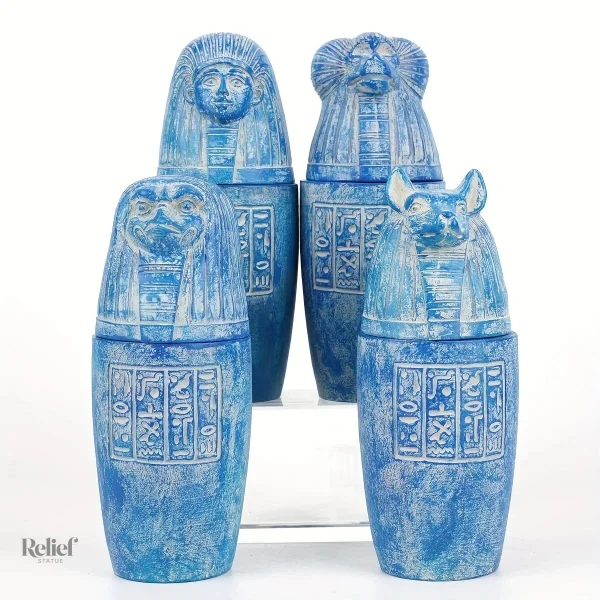 Lot de 4 vases canopes égyptiens 14 cm