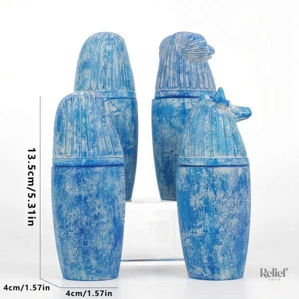 Accessoire de décoration égyptienne : 4 vases canopes élégants