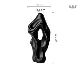 Vase noir en céramique, 36 cm, style abstrait