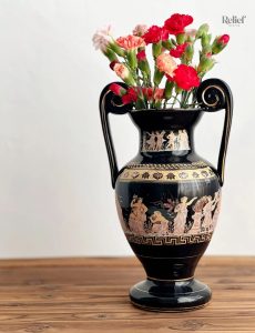 Vase grec orné, 26 cm, objet de décoration
