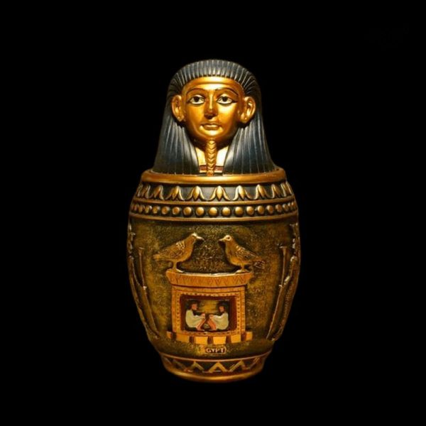 Statue Anubis, vase canope, arts égyptiens traditionnels