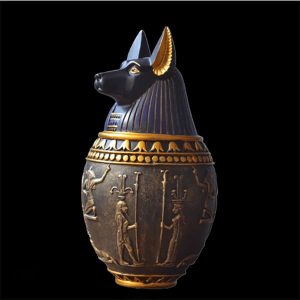 Canope égyptien Anubis, vase de préservation des entrailles