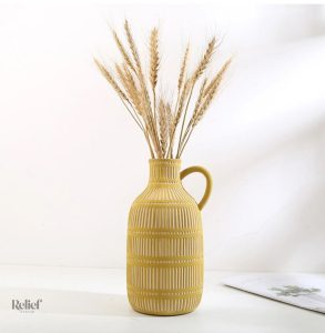 Vase céramique antique grec jaune 24 cm