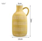 Vase antique en céramique de couleur jaune, 24 cm de haut