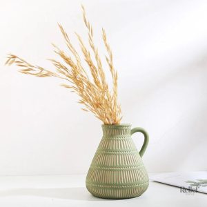 Vase céramique grec antique vert 15 cm