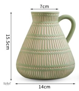 Vase céramique de 15 cm au design antique et vert