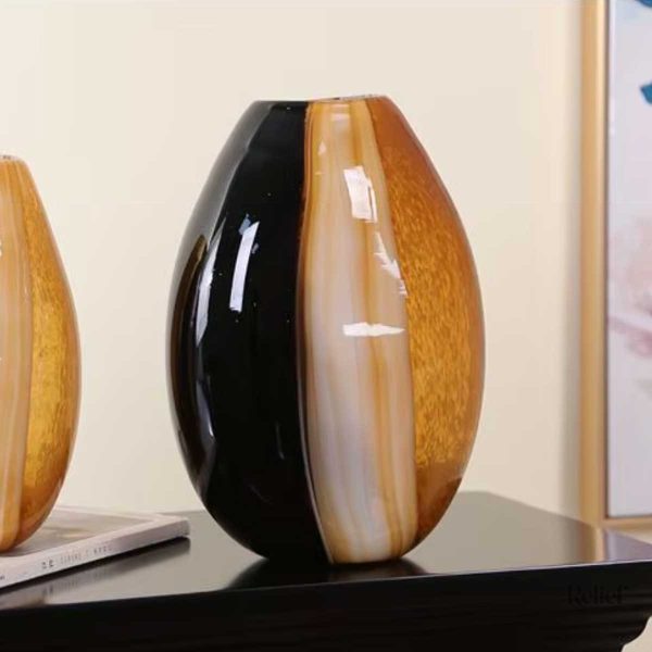 Vase en verre design 33 cm, sculpture décorative