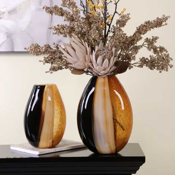 Sculpture en verre moderne, vase élégant 33 cm