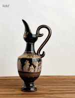 Vase grec peint design élégant de 28 cm pour décoration intérieure