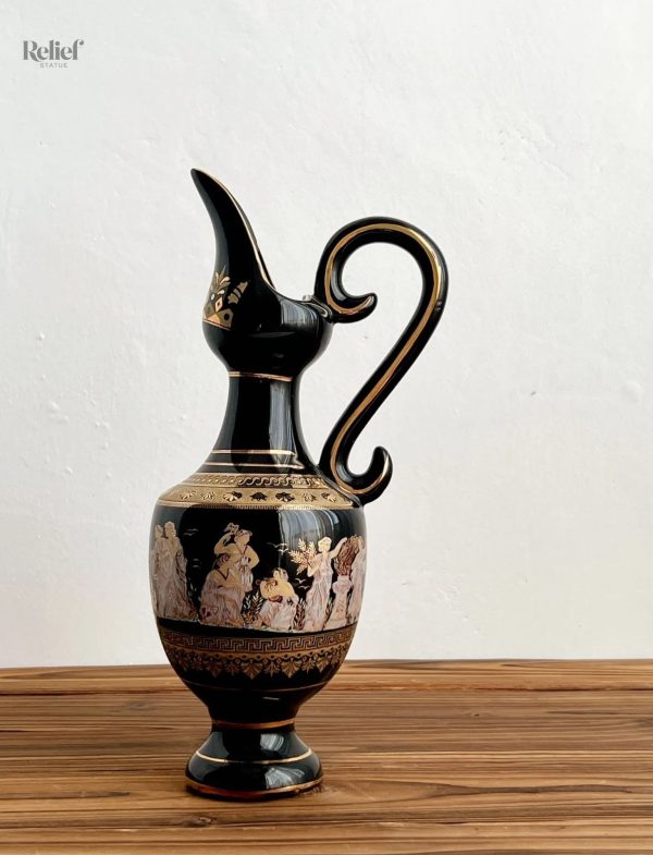 Vase grec peint design élégant de 28 cm pour décoration intérieure