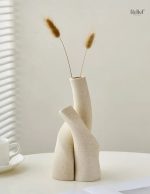 Vase décoratif beige en céramique, style scandinave raffiné