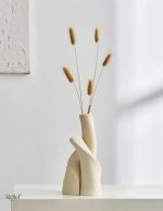 Accessoire de décoration moderne, vase nordique 20 cm en beige